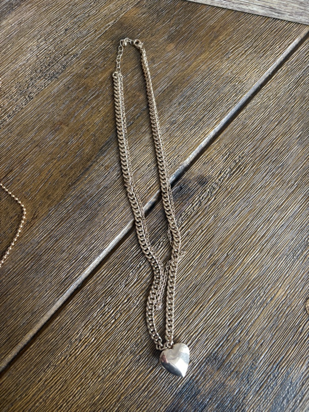 Gold-Tone Heart Pendant Double Chain Necklace - Women Jewelry
